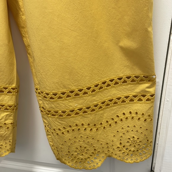 Madewell Mustard Eyelet Frilled Strap Scalloped Hem Jumpsuit Size 16 - Picture 6 of 15